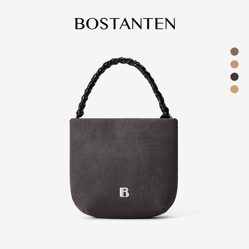 [Teddy Bag] BOSTANTEN Tas Selempang Wanita Kulit Suede Mini Fashionable – Desain Tali Anyaman DIY Adjustable Strap Tas Selempang