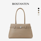 [Lock Tote Bag] BOSTANTEN Tas Tote Kulit PU Tas Selempang Handbag Wanita Korean Style Tote Bag Wanita