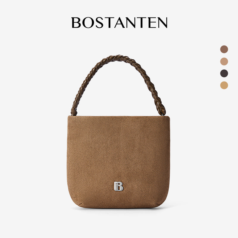 [Teddy Bag] BOSTANTEN Tas Selempang Wanita Kulit Suede Mini Fashionable – Desain Tali Anyaman DIY Adjustable Strap Tas Selempang