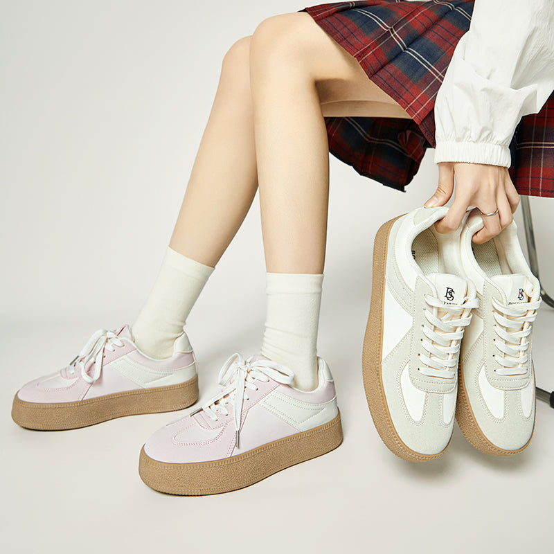 [Wenny shoes] BOSTANTEN Nami Sepatu Sneakers Wanita Sport Shoes Cream Pink Nyaman dan Serbaguna