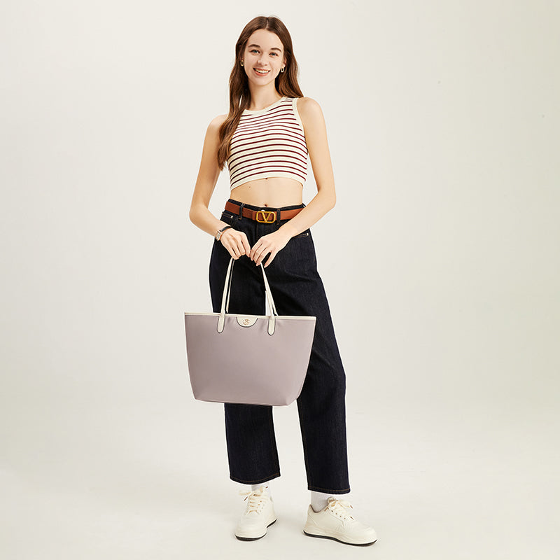 [Ashley Charles Bag] BOSTANTEN Totebag Wanita – Tas Canvas Hitam Putih, Bisa Jinjing & Bahu