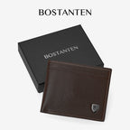 BOSTANTEN Dompet Pria Fashion Garis Horizontal PU Coklat/Hitam Wallet
