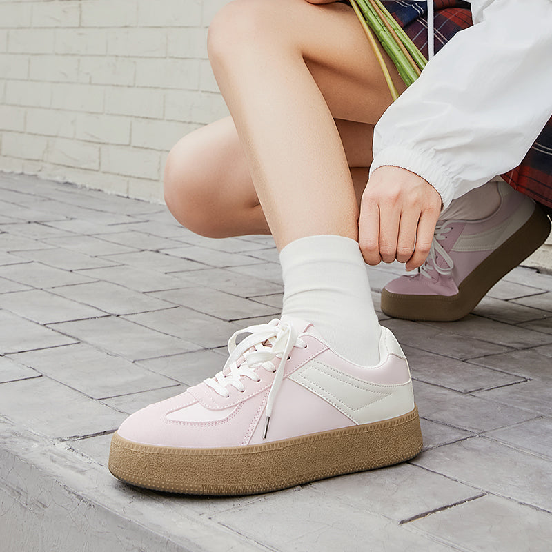 [Wenny shoes] BOSTANTEN Nami Sepatu Sneakers Wanita Sport Shoes Cream Pink Nyaman dan Serbaguna