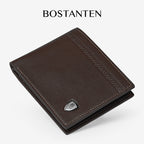 BOSTANTEN Dompet Pria Fashion Garis Horizontal PU Coklat/Hitam Wallet