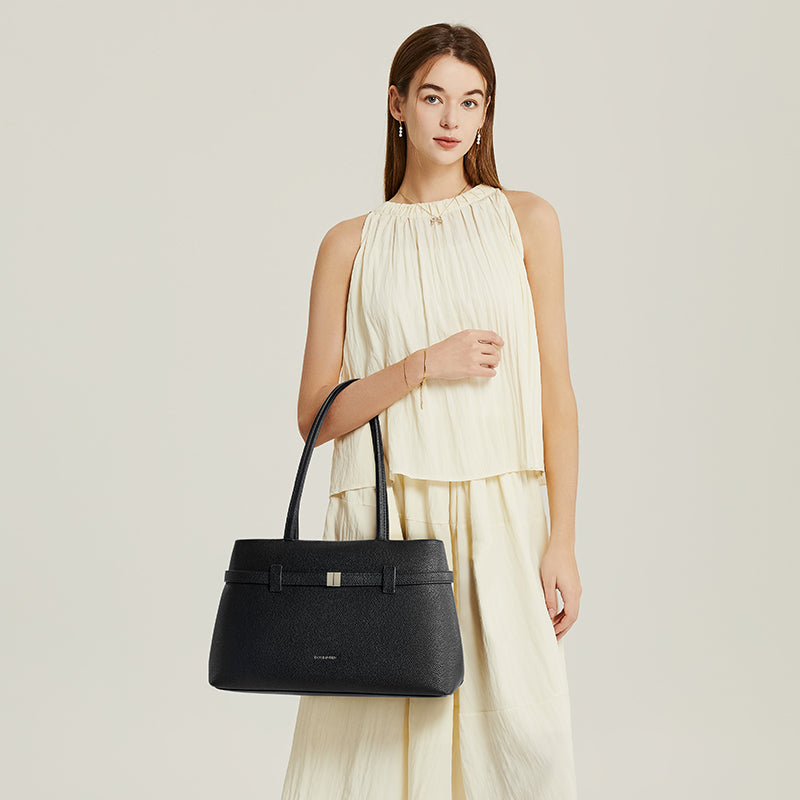 [Lock Tote Bag] BOSTANTEN Tas Tote Kulit PU Tas Selempang Handbag Wanita Korean Style Tote Bag Wanita