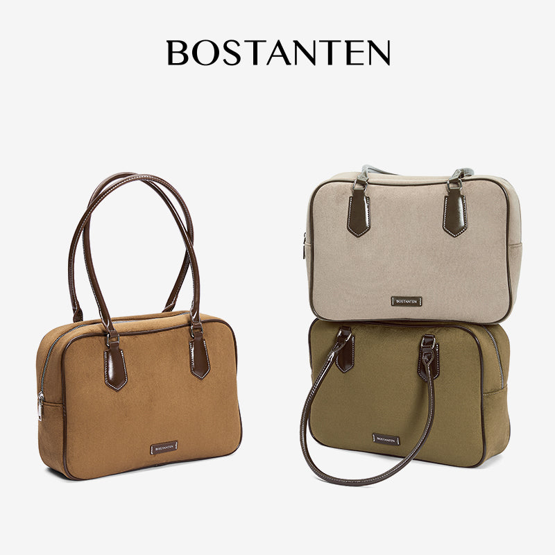 [Suede Toast Bag] BOSTANTEN Totebag Wanita Tas laptop 13,3 inci Tas Bahu Kuliah Terbaru Tas Bahu Kekinian