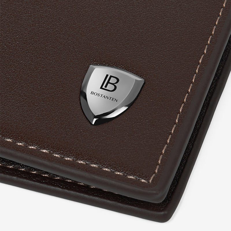 BOSTANTEN Dompet Pria Fashion Garis Horizontal PU Coklat/Hitam Wallet