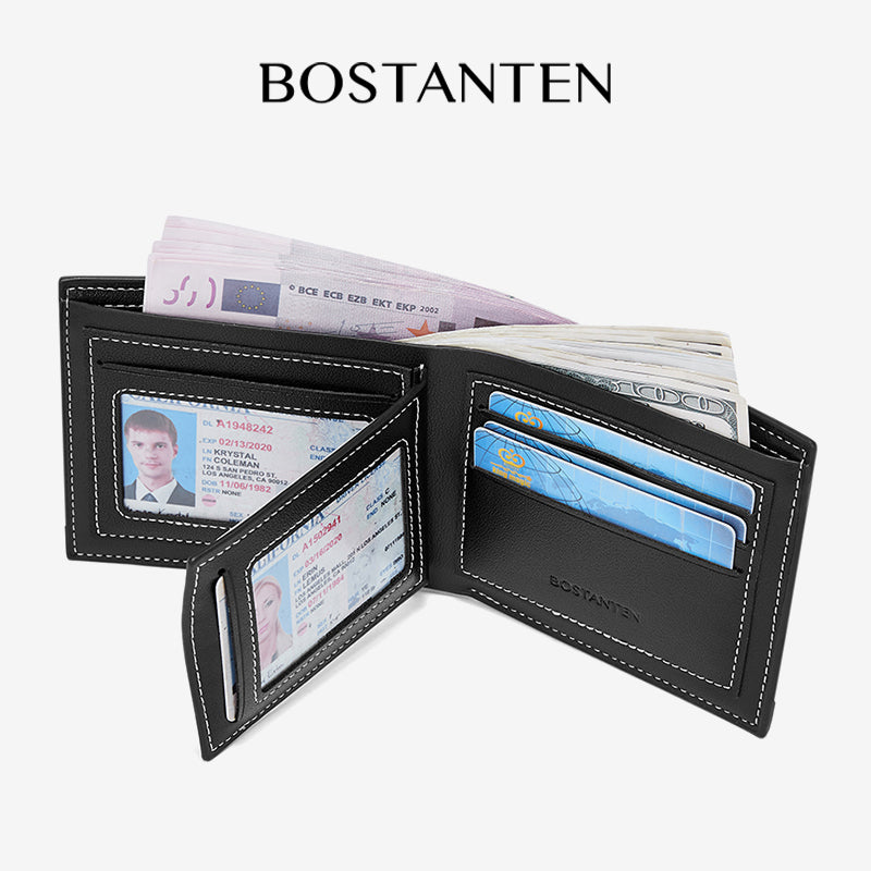 BOSTANTEN Dompet Pria Lipat Bahan Kulit PU Kualitas Premium