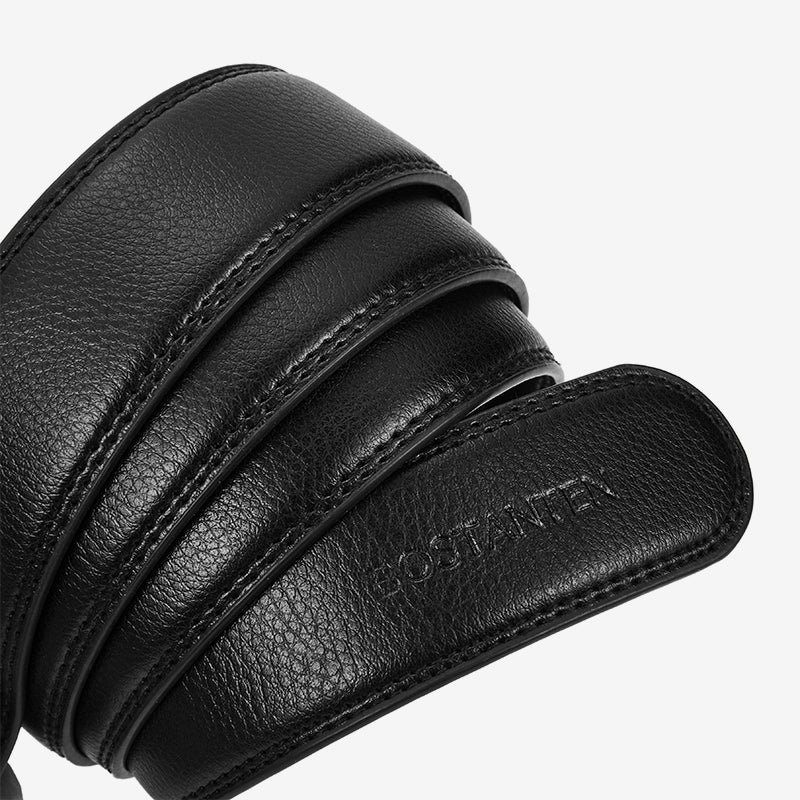BOSTANTEN Sabuk Pria Ikat Pinggang Black Gold Gesper Otomatis Dapat Disesuaikan Kulit Sapi Asli