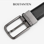 BOSTANTEN Sabuk Ikat Pinggang Pria Warna Hitam Bahan Kulit Sapi Asli
