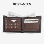 BOSTANTEN Dompet Pria Fashion Garis Horizontal PU Coklat/Hitam Wallet
