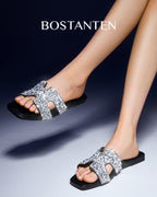 [Star Moon] Bostanten Sandal Santai Berkilau Perak, Nyaman & Serbaguna