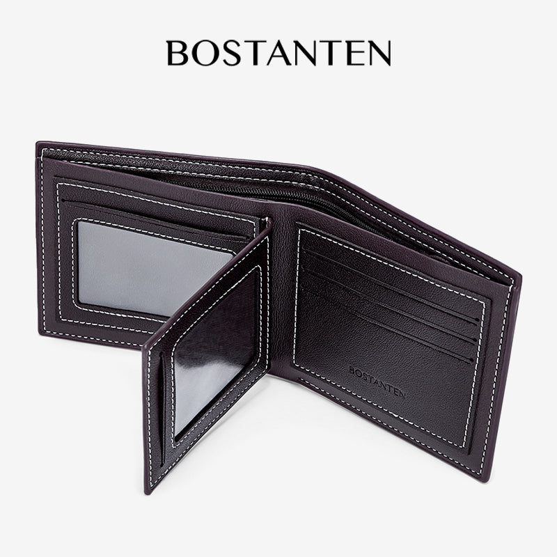 BOSTANTEN Dompet Pria Lipat Bahan Kulit PU Kualitas Premium