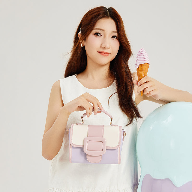 [Cake Ice Cream Bag] Bostanten 2025 Tas Wanita  Selempang Wanita Hand Bag Tas Sling Bag 2 in 1 Shoulder Bag Kulit
