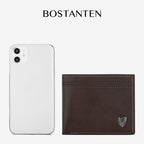 BOSTANTEN Dompet Pria Fashion Garis Horizontal PU Coklat/Hitam Wallet
