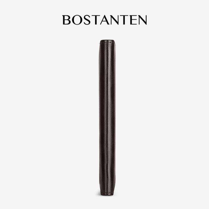 BOSTANTEN Dompet Lipat Panjang Pria Slot Kartu Kulit PU Warna Hitam/Kopi
