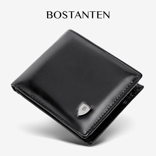 BOSTANTEN Dompet Pria Koin Ritsleting Kulit PU Tiga Kali Lipat