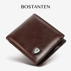 BOSTANTEN Dompet Pria Koin Ritsleting Kulit PU Tiga Kali Lipat