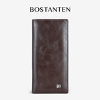 BOSTANTEN Dompet Lipat Panjang Pria Slot Kartu Kulit PU Warna Hitam/Kopi