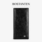 BOSTANTEN Dompet Lipat Panjang Pria Slot Kartu Kulit PU Warna Hitam/Kopi