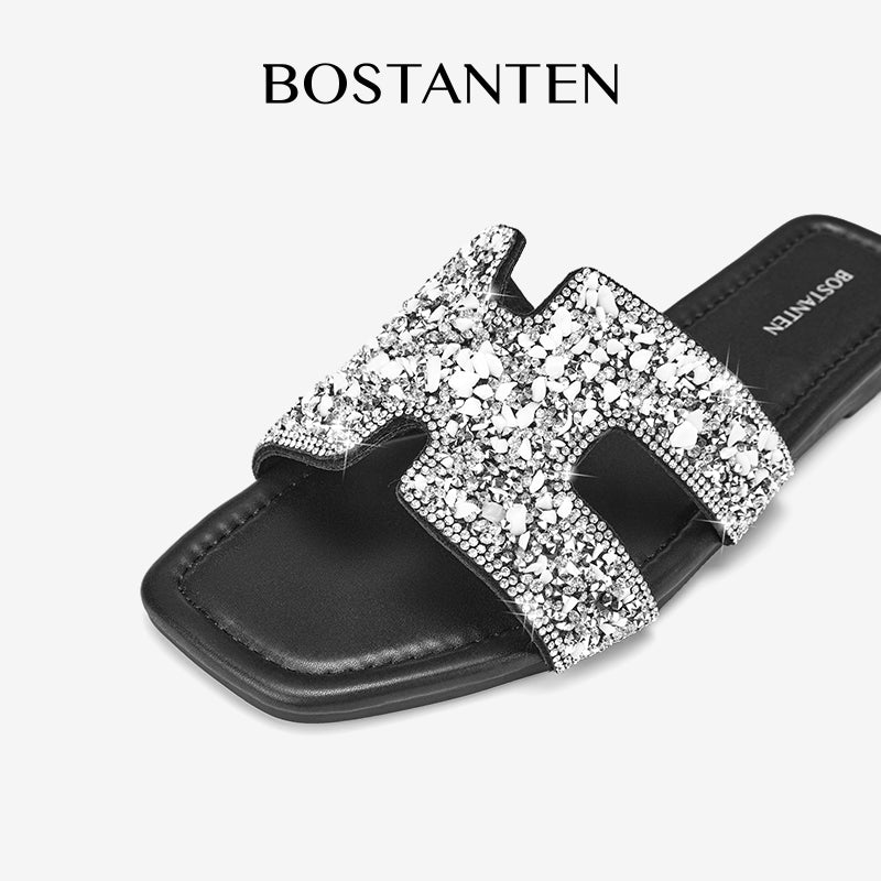 [Star Moon] Bostanten Sandal Santai Berkilau Perak, Nyaman & Serbaguna