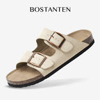 BOSTANTEN Ark Classic Flat Sandal Wanita Sepatu Casual Birken Slide Dua Buckle Umroh Haji Empuk Nyaman Anti Slip