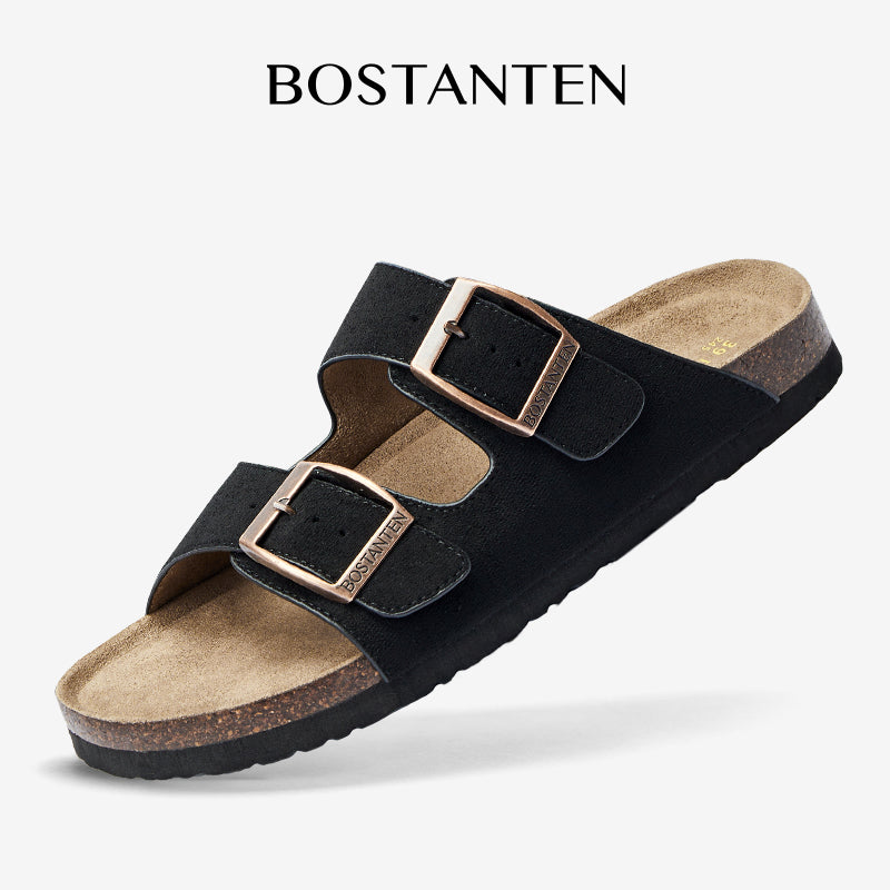 BOSTANTEN Ark Classic Flat Sandal Wanita Sepatu Casual Birken Slide Dua Buckle Umroh Haji Empuk Nyaman Anti Slip