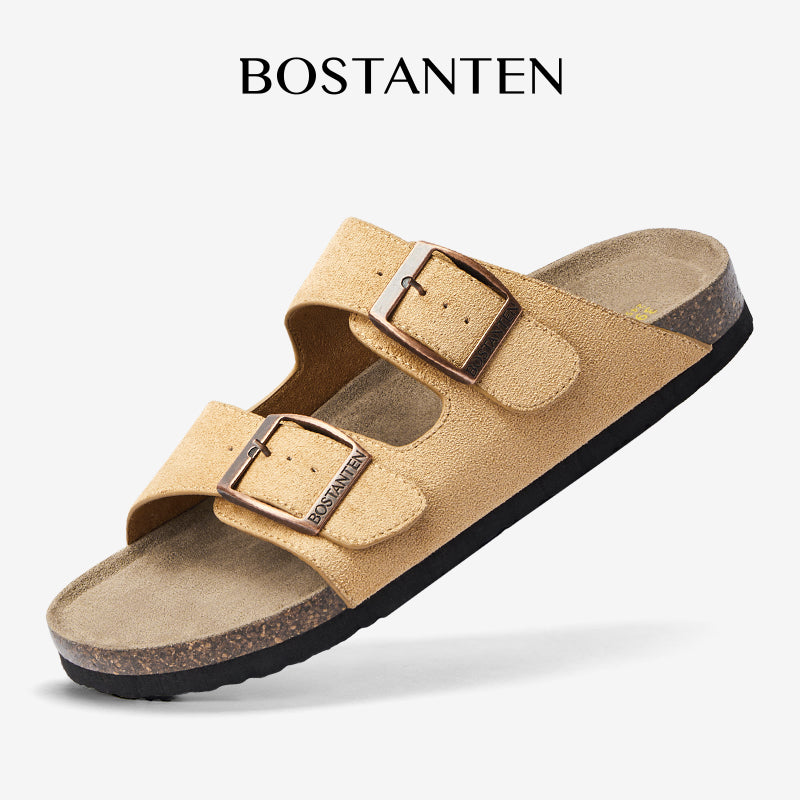 BOSTANTEN Ark Classic Flat Sandal Wanita Sepatu Casual Birken Slide Dua Buckle Umroh Haji Empuk Nyaman Anti Slip
