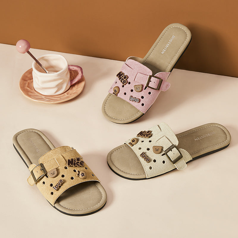 [LuxChoco Berry Sandal] BOSTANTEN Sandal Wanita – Flat Sandal Lembut,  Cocok untuk Santai & ke Pantai