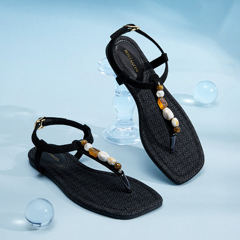 BOSTANTEN Lucky Sandal Flat Jepit Wanita Korea Premium Pesta kekinian