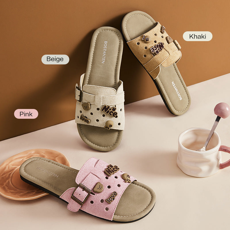 [LuxChoco Berry Sandal] BOSTANTEN Sandal Wanita – Flat Sandal Lembut,  Cocok untuk Santai & ke Pantai