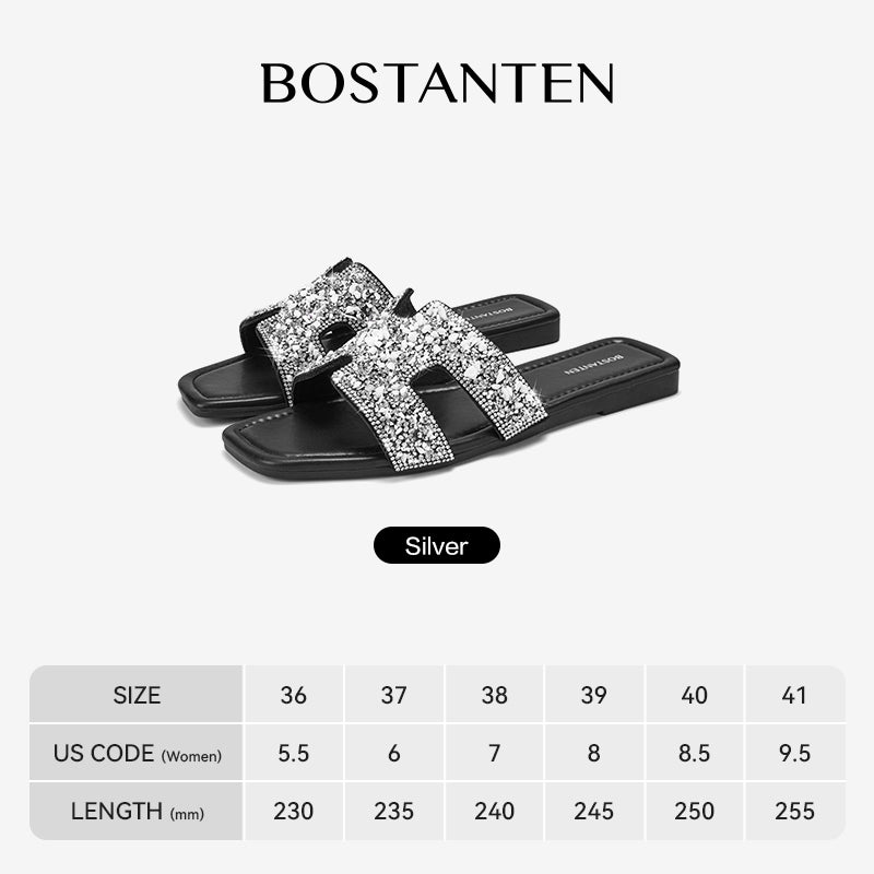 [Star Moon] Bostanten Sandal Santai Berkilau Perak, Nyaman & Serbaguna