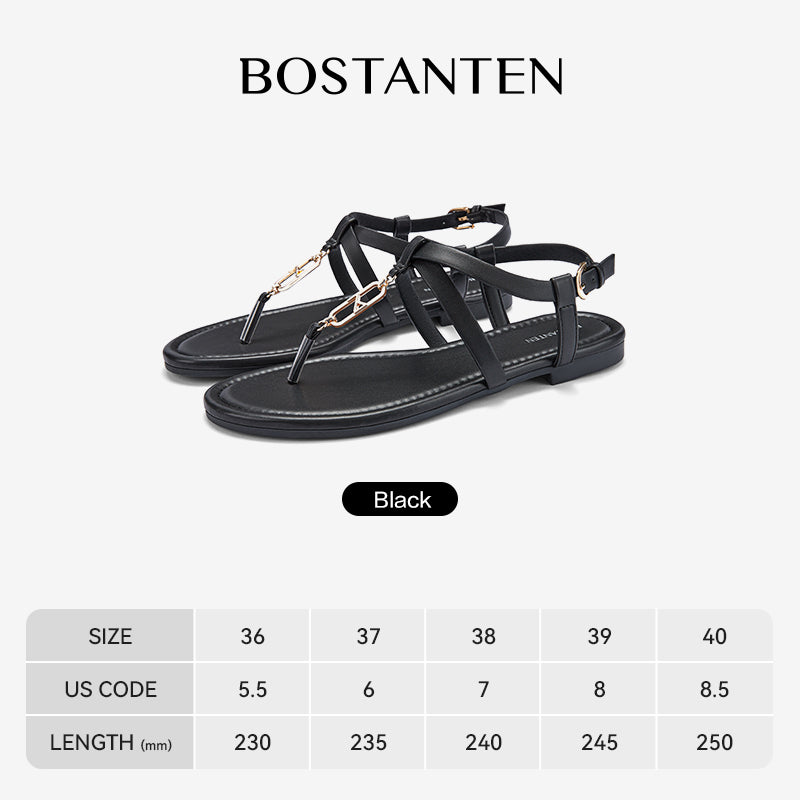 [New Arrival|Bostanten Sandal Wanita Sandal Sepatu berbentuk T dengan gesper logam kecil