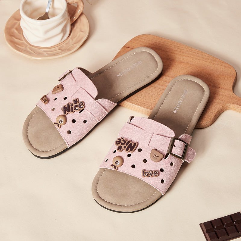 [LuxChoco Berry Sandal] BOSTANTEN Sandal Wanita – Flat Sandal Lembut,  Cocok untuk Santai & ke Pantai