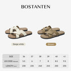 BOSTANTEN LuxChoco Coco Sandal Flat Wanita Slide Cross Strap Minimalis Nyaman Untuk Harian