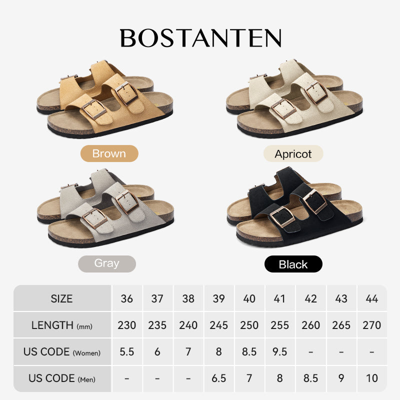BOSTANTEN Ark Classic Flat Sandal Wanita Sepatu Casual Birken Slide Dua Buckle Umroh Haji Empuk Nyaman Anti Slip