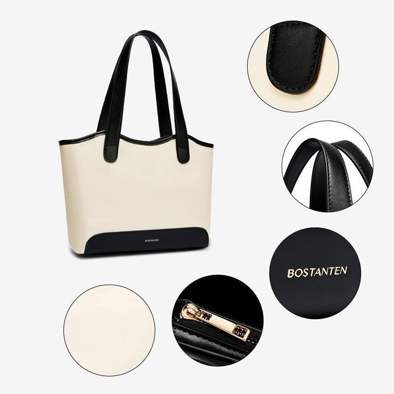 [Olivia Bag] BOSTANTEN Totebag Wanita – Canvas & Kulit Sintetis, Kapasitas Besar