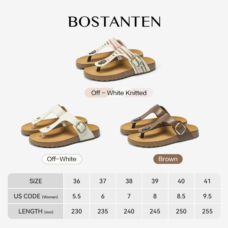 BOSTANTEN Gizeh Shoes Sandal Jepit Thong Velcro Casual Anyaman Cork Footbed Outdoor