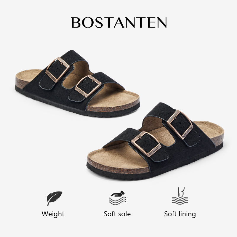 BOSTANTEN Ark Classic Flat Sandal Wanita Sepatu Casual Birken Slide Dua Buckle Umroh Haji Empuk Nyaman Anti Slip