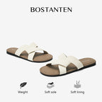 BOSTANTEN LuxChoco Coco Sandal Flat Wanita Slide Cross Strap Minimalis Nyaman Untuk Harian