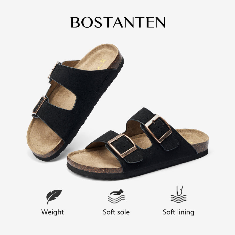 BOSTANTEN Ark Classic Flat Sandal Wanita Sepatu Casual Birken Slide Dua Buckle Umroh Haji Empuk Nyaman Anti Slip