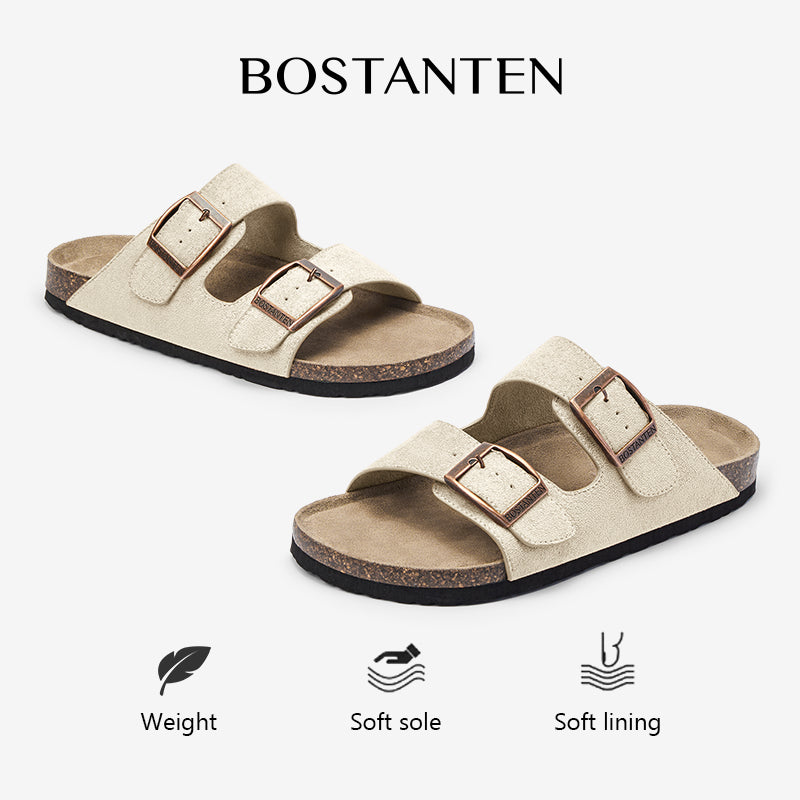 BOSTANTEN Ark Classic Flat Sandal Wanita Sepatu Casual Birken Slide Dua Buckle Umroh Haji Empuk Nyaman Anti Slip