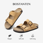 BOSTANTEN Ark Classic Flat Sandal Wanita Sepatu Casual Birken Slide Dua Buckle Umroh Haji Empuk Nyaman Anti Slip