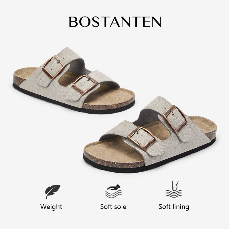 BOSTANTEN Ark Classic Flat Sandal Wanita Sepatu Casual Birken Slide Dua Buckle Umroh Haji Empuk Nyaman Anti Slip