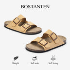 BOSTANTEN Ark Classic Flat Sandal Wanita Sepatu Casual Birken Slide Dua Buckle Umroh Haji Empuk Nyaman Anti Slip