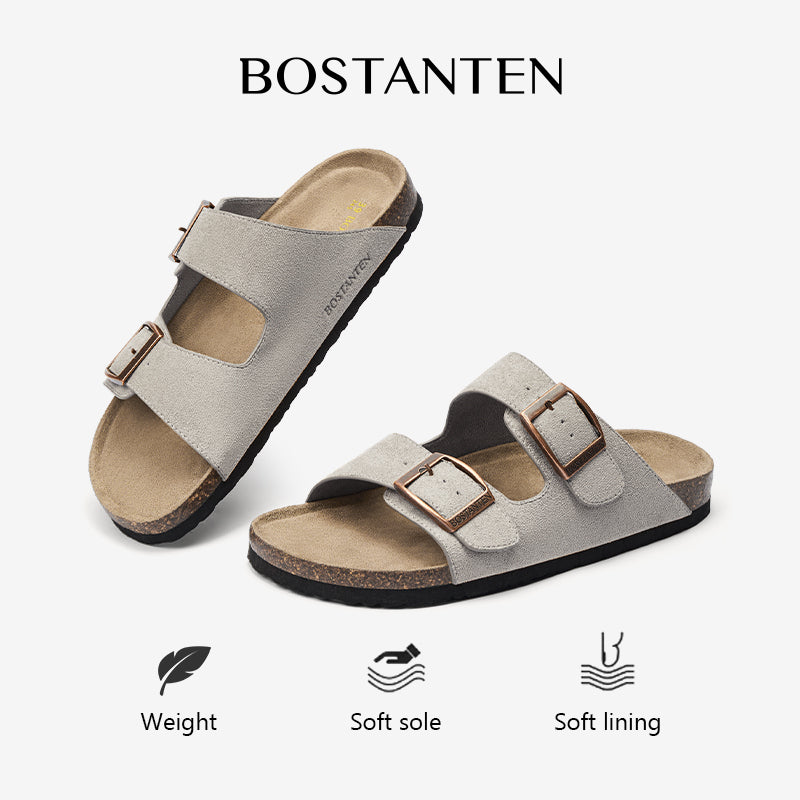 BOSTANTEN Ark Classic Flat Sandal Wanita Sepatu Casual Birken Slide Dua Buckle Umroh Haji Empuk Nyaman Anti Slip