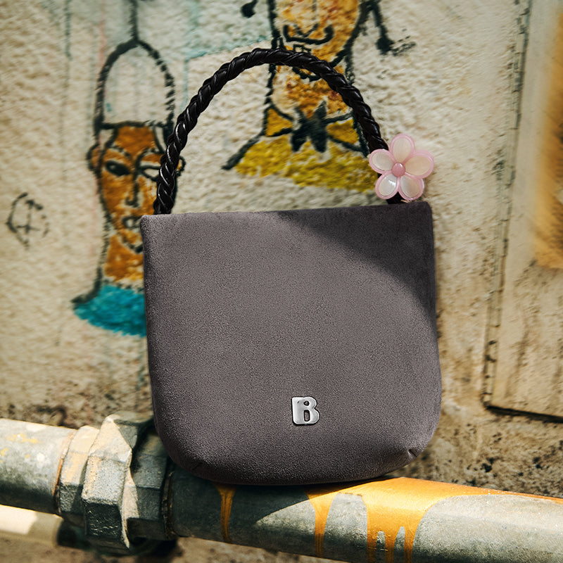 [Teddy Bag] BOSTANTEN Tas Selempang Wanita Kulit Suede Mini Fashionable – Desain Tali Anyaman DIY Adjustable Strap Tas Selempang
