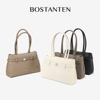 [Lock Tote Bag] BOSTANTEN Tas Tote Kulit PU Tas Selempang Handbag Wanita Korean Style Tote Bag Wanita