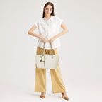 [Mila Bag] BOSTANTEN Totebag Kulit Wanita – Monogram Medium, Gaya Korea Casual