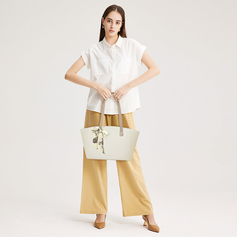 [Mila Bag] BOSTANTEN Totebag Kulit Wanita – Monogram Medium, Gaya Korea Casual